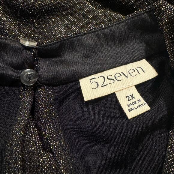 52seven Jumpsuit Glam Luxury Disco Y2K Holiday Minimalist Metallic Gold 2X LB - Picture 2 of 6